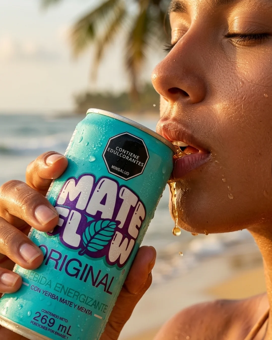 Mujer tomando MATE FLOW