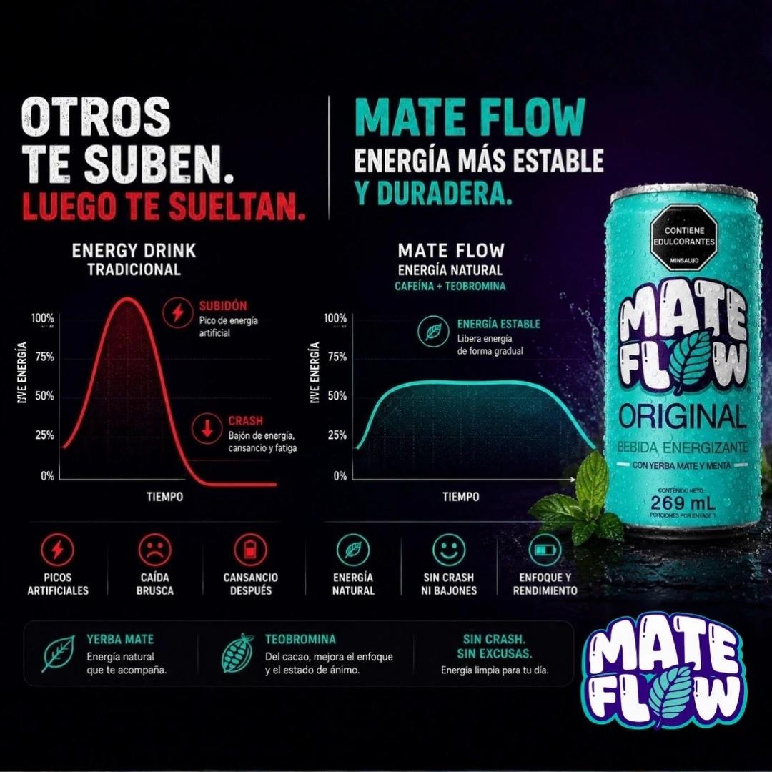 Que es la yerba mate soda 9 Comparación de Energía MATE FLOW vs Energizantes Tradicionales
